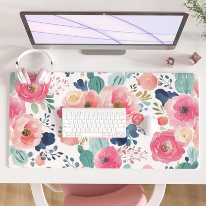 Faux Leather Large Mouse Pad, Office Desk Mat, 31.5"x15.7", Pink