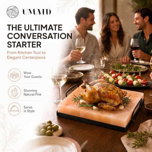UMAID Himalayan Salt Block Cooking Plate 12x8x1.5 – Food Grade Pink