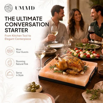 UMAID Himalayan Salt Block Cooking Plate 12x8x1.5 – Food Grade Pink