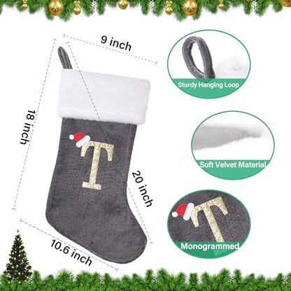 Sailup 20 Inches Monogram Christmas Stockings with Letters, Large