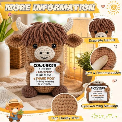 Xinezaa Mini Appreciation Gifts for Women Men Coworkers, Highland Cow