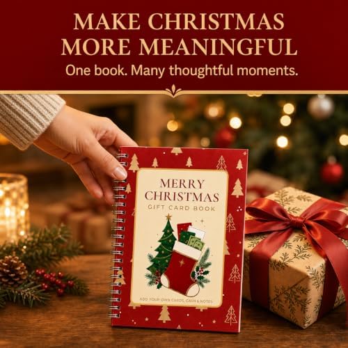 Merry Christmas Gift Card Book-14 Themed Pages, Hardcover & Durability