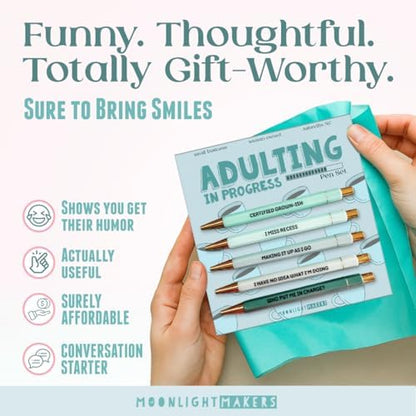 Moonlight Makers Ballpoint Pens Black Ink, Set of 5, Adulting in