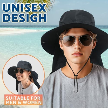 NPJY Sun Fishing Hats with Neck Flap for Men Women UV Sun Protection