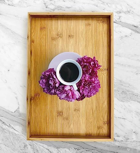 Natural Bamboo Serving Tray Platter 17.75 x 11.8 Rectangular, Bamboo