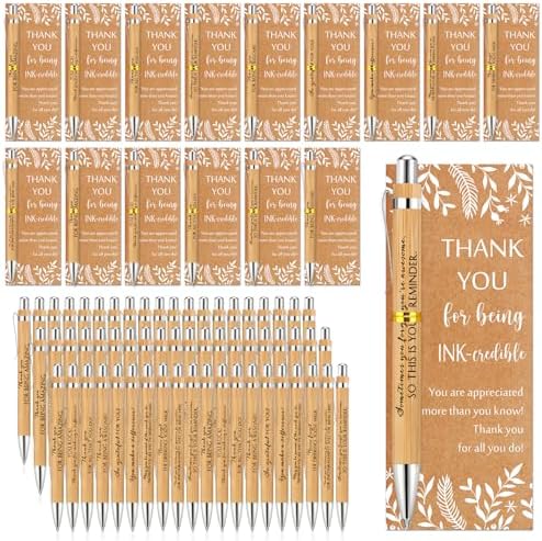ReliThick 100 Sets Inspirational Bamboo Pen Bulk Employee Appreciation