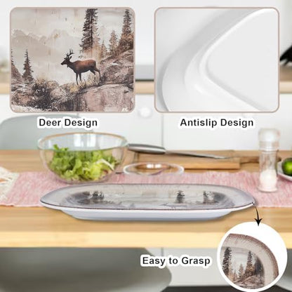 2 Pack Extra Large 17.5 Inch Deer Serving Trays,Reusable Melamine