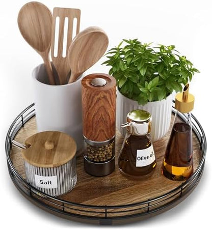 Acacia Wood 12" Lazy Susan Turntable Organizer for Table Top