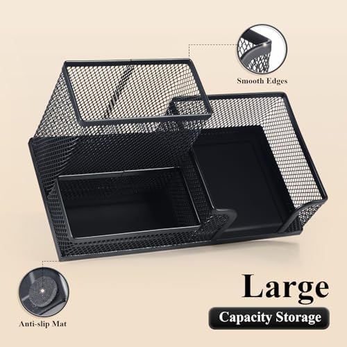 M&G Mesh Pen Holder Desk Organizers Pencil Holder for Desk Black, 3