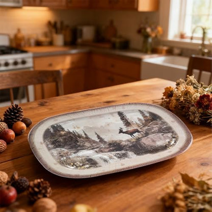 2 Pack Extra Large 17.5 Inch Deer Serving Trays,Reusable Melamine