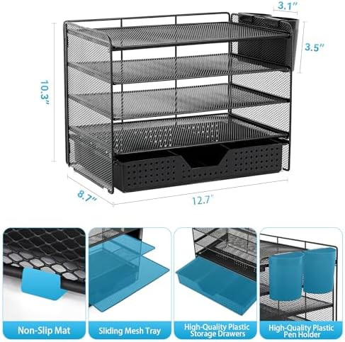 LEKETREE Desk Organizer and Accessories, 5-Tier Paper Letter Tray