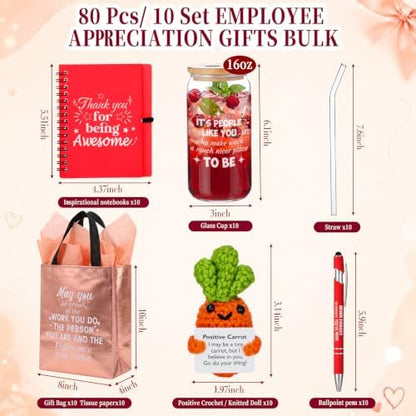 Spiareal 80 Pcs/10 Sets Christmas Employee Appreciation Gifts Bulk
