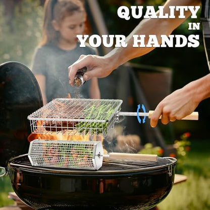 Grill Basket Set, BBQ Accessories, Outdoor Camping Cooking, Gifts for