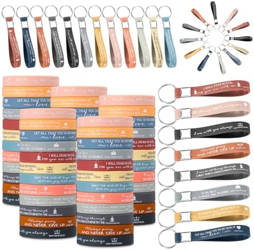 Unittype 120 Pcs Bible Verse Bracelets Keychains Bulk Set