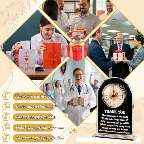 Movdyka Thank You Gifts for Men Crystal Clock Appreciation Plaque