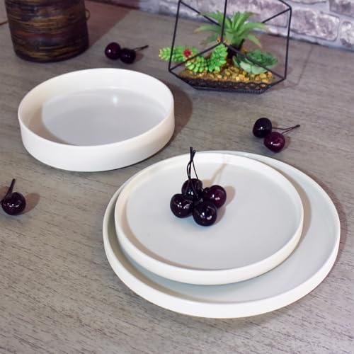 222 Fifth 12 Pieces Porcelain Dinnerware Set for 4, Elegant White