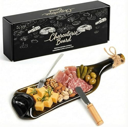 Bokon 1 Pcs Wine Gifts Melted Serving Tray, Brown, Wine Bottle