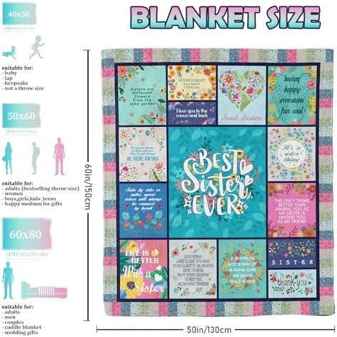 Sister Gifts Blanket for Birthday, Valentines Day, Mother's Day