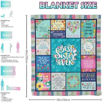 Sister Gifts Blanket for Birthday, Valentines Day, Mother's Day