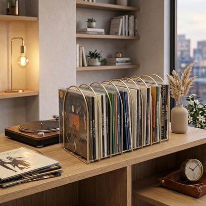 MyGift Brass Metal Wire File Desk Organizer Binder Holder with 8 Wide