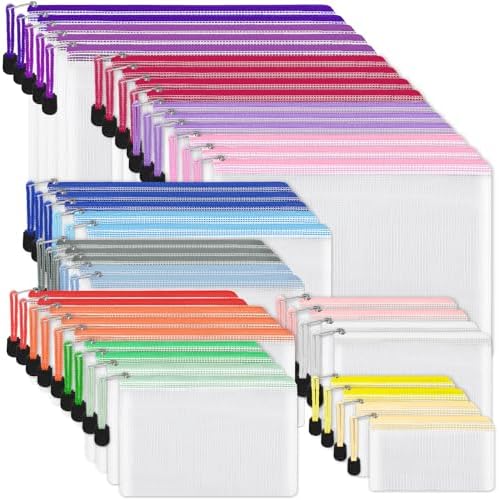 EOOUT 42pcs Mesh Zipper Pouch, 8 Sizes Waterproof Zipper Bags, 17