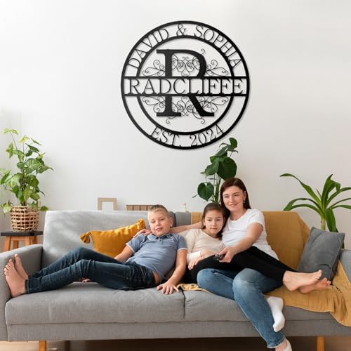 Personalized Metal Signs | Split Monogram Letter with Name