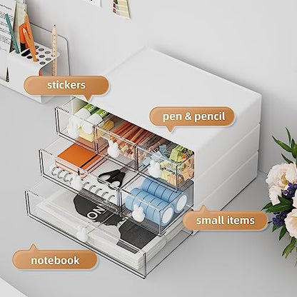 Marbrasse Desk Organizer with 6 Drawers, 3 Tier Stackable Storage