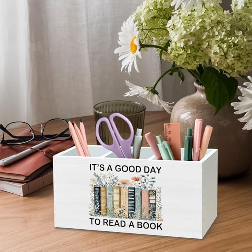 DILSJ Book Lovers Gifts Pen Pencil Holder Organizer for Desk, Bookish