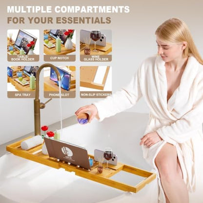 Bathtub Tray Caddy, Expandable Bath Tray, Unique House Warming