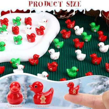 100 Pack Mini Christmas Resin Ducks Resin Figurines Party Favors