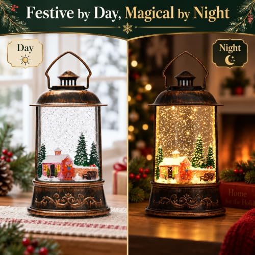 Christmas Snow Globe, Glittering Lighted with Music