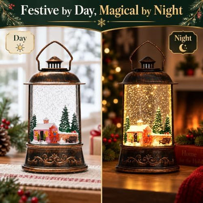 Christmas Snow Globe, Glittering Lighted with Music