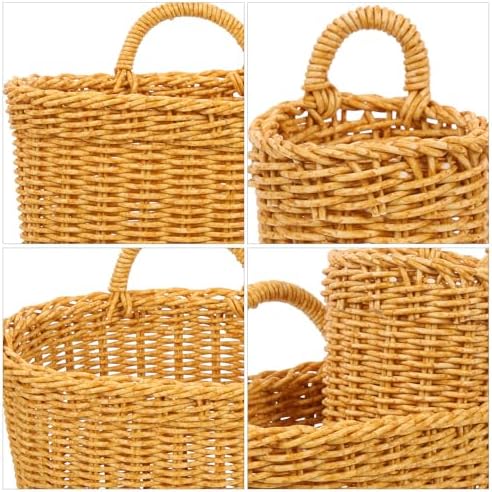 2pcs Wall Hanging Storage Basket with Handle, PP Woven Holder
