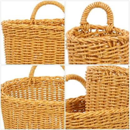 2pcs Wall Hanging Storage Basket with Handle, PP Woven Holder