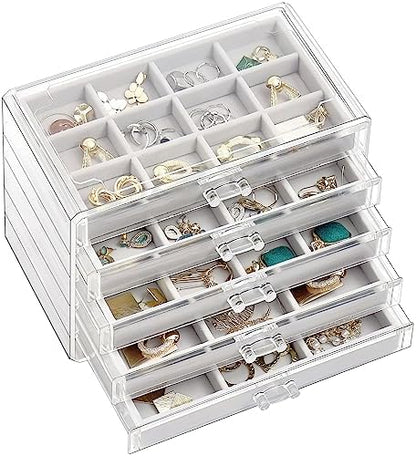 ProCase Earring Holder Organizer Jewelry Box with 5 Drawers, Grey