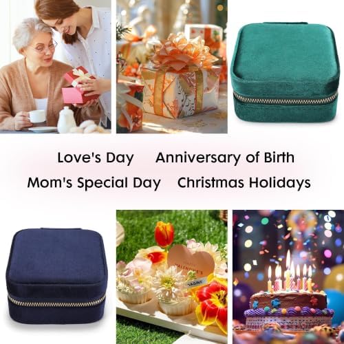 Plush Velvet Travel Jewelry Box for Women & Girls - Small Portable