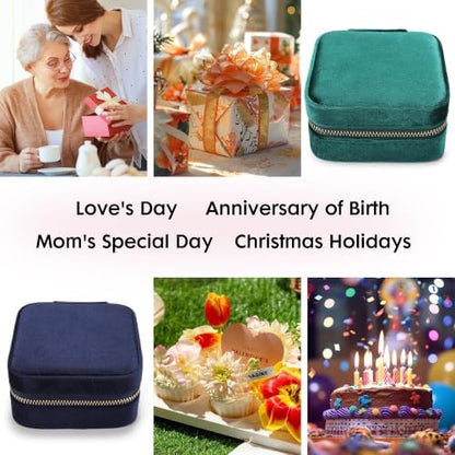 Plush Velvet Travel Jewelry Box for Women & Girls - Small Portable