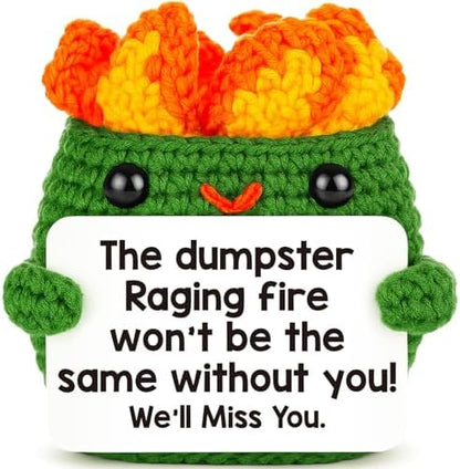 Positive Crochet Dumpster Raging Fire Thank You Birthday Retirement