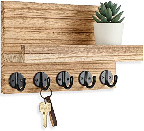 Lwenki Key Holder for Wall, Decorative Key and Mail Holder with Shelf