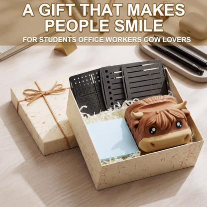 Dunzoom Highland Cow Sticky Note Holder for Funny Christmas Gift and