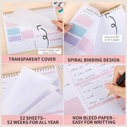 Thboxes Weekly Desk Planner, 8.5x11 In To Do List Notepad, 52 Sheets