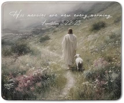 Christian Jesus with Lamb His Mercies are New Every Morning Mouse Pad