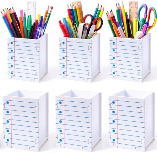 Crtiin 6 Pcs Notebook Shaped Pencil Holder for Back to School Decor