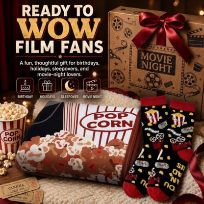 HunnmingRe 2 Pcs Movie Night Throw Blankek 60"x 50" and Sock Gifts Set