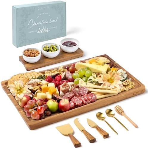 Charcuterie Board Set with Serving Accessories, Acacia Wood