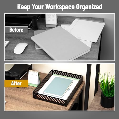 Mind Reader Metal Letter Size Paper Tray, Desktop Document Organizer