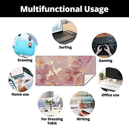 QiyI PU Leather Large Mouse Pad, Office Decor, 31.5" x 15.7", Rose