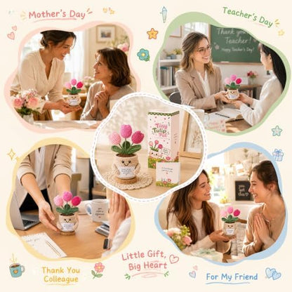 INSPRING Thank You Gifts for Women, Emotional Support Crochet Tulips