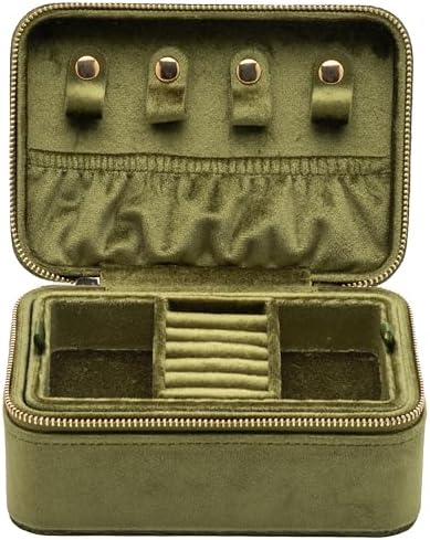 Velvet Travel Jewelry Organizer Box Storage Case with Zipper Around