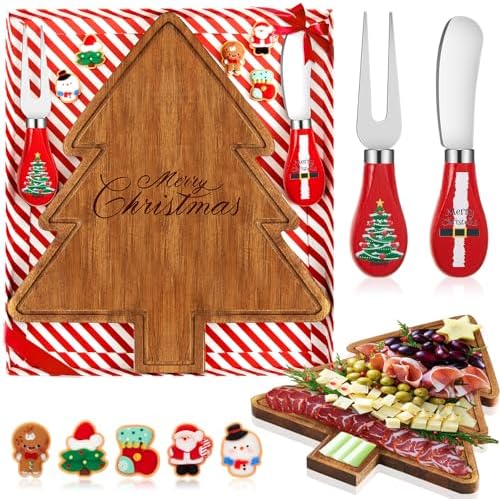 Ziliny 1 Set Mini Christmas Tree Cheese Board, Acacia Color